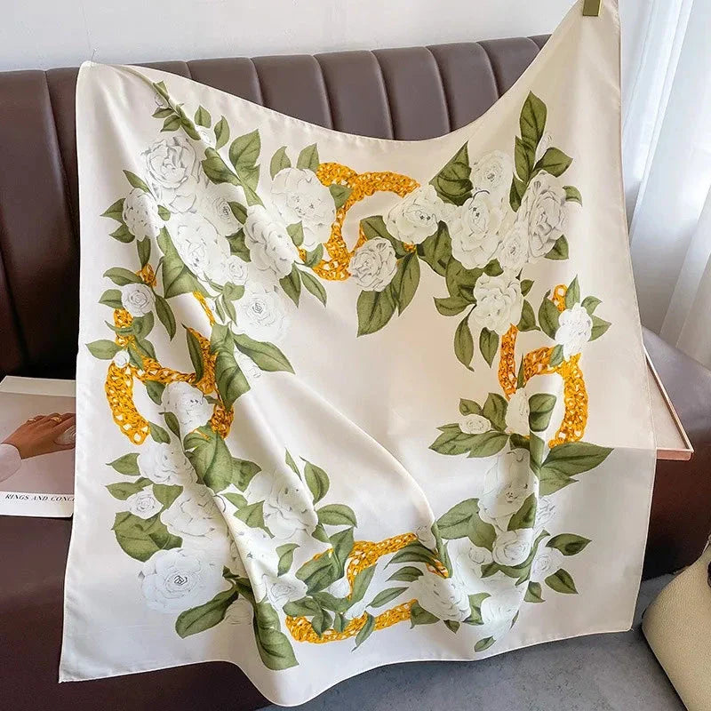 90x90cm Square Silk-Feel Scarf – Luxury Women’s Shawl & Head Wrap