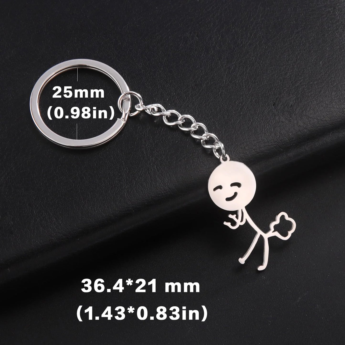 Teamer Funny Middle Finger Stickman Keychain 2025 Cute Trend School Bag Car Key Pendant Couple New Trinket Gift Keyring