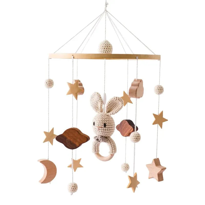 Wooden Baby Crib Mobile with Music Box Bell