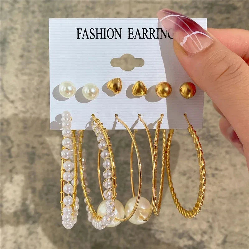 Gold Butterfly & Heart Dangle Earrings Set – Acrylic Drop Jewelry for Women
