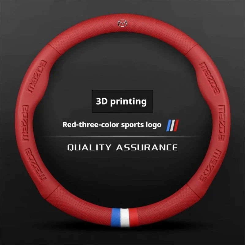 3D Embossing Leathe Car Steering Wheel Cover For Mazda 3 5 6 SKYACTIV Axela Atenza CX30 CX5 CX8 CX9 MX5 RX8 RX7 BT50 Accessories
