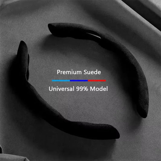 2026 Suede Universal 38CM Car Steering Wheel Booster Cover Non-Slip Auto Interior Steer Protector Decoration Accessories-Brown