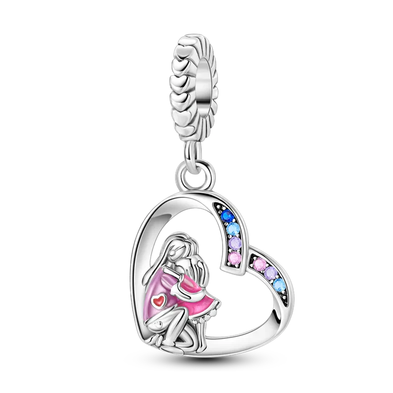 925 Sterling Silver Pink Butterfly & Luminous Firefly Charm – Dangle Bead for Bracelet or Necklace | Elegant DIY Jewelry Gift for Women