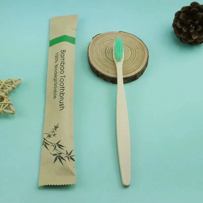 Eco-Friendly Bamboo Toothbrush - Soft Bristles, Vegan, Plastic-Free, 10-Pack