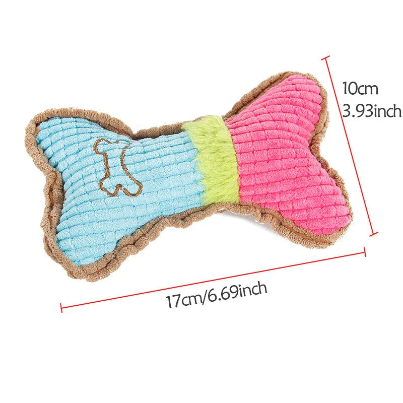 Dog Squeaky Toy - Plush Bone Chew Toy for Small & Medium Puppies