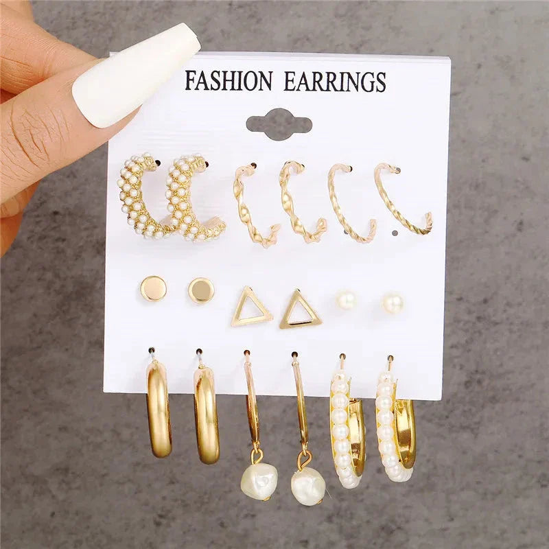 Gold Butterfly & Heart Dangle Earrings Set – Acrylic Drop Jewelry for Women