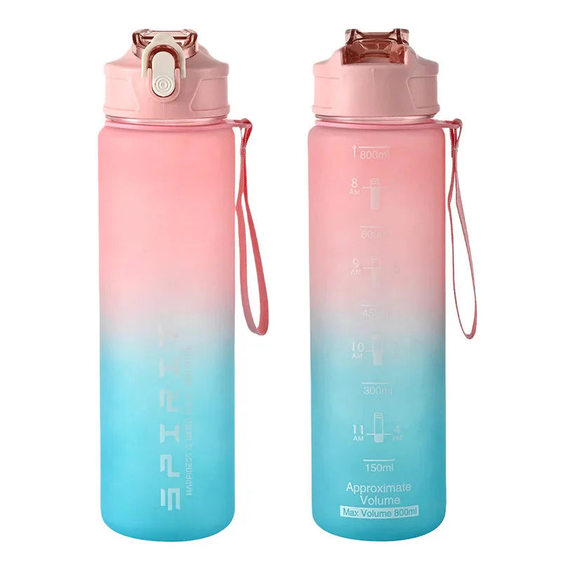 800ML Large Capacity Sports Water Bottle | Leak-Proof BPA-Free Plastic Jug with Straw & Rope for Gym, Outdoor & Travel