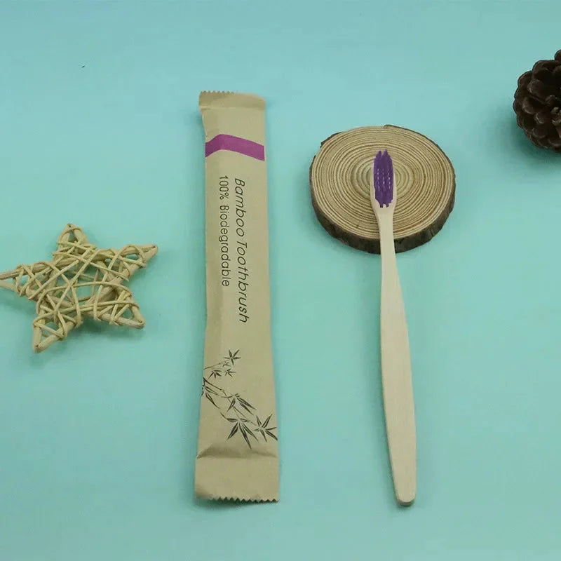 Eco-Friendly Bamboo Toothbrush - Soft Bristles, Vegan, Plastic-Free, 10-Pack