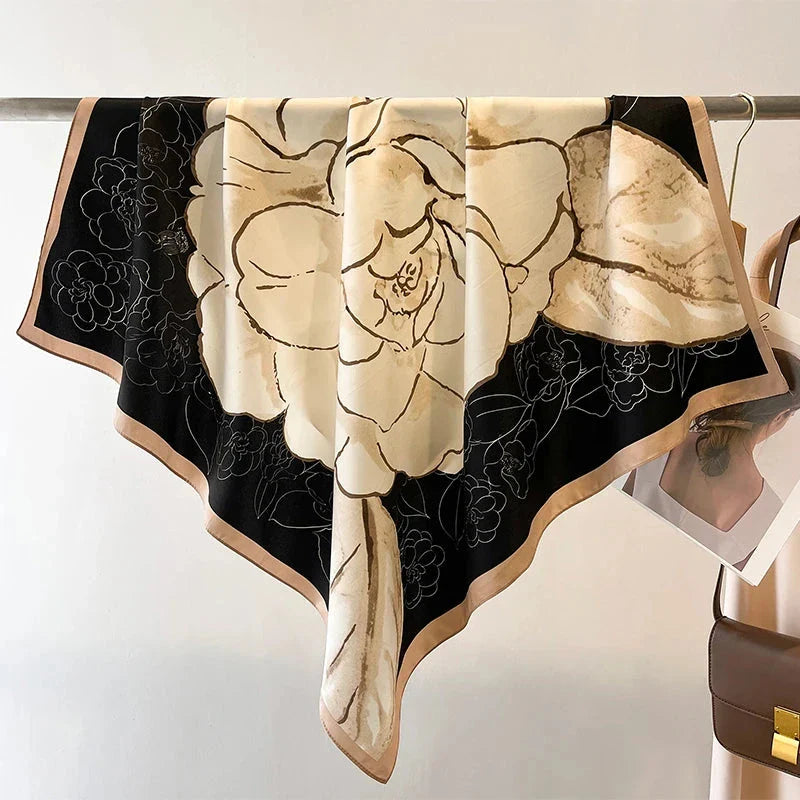 90x90cm Square Silk-Feel Scarf – Luxury Women’s Shawl & Head Wrap