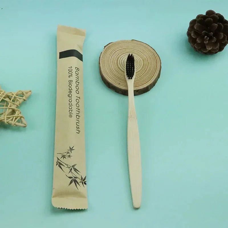 Natural Colorful Toothbrush Eco Soft Bristle Bamboo Toothbrush Bamboo Charcoal Vegan Tooth Dental Oral Care Plastic Free 10Pcs