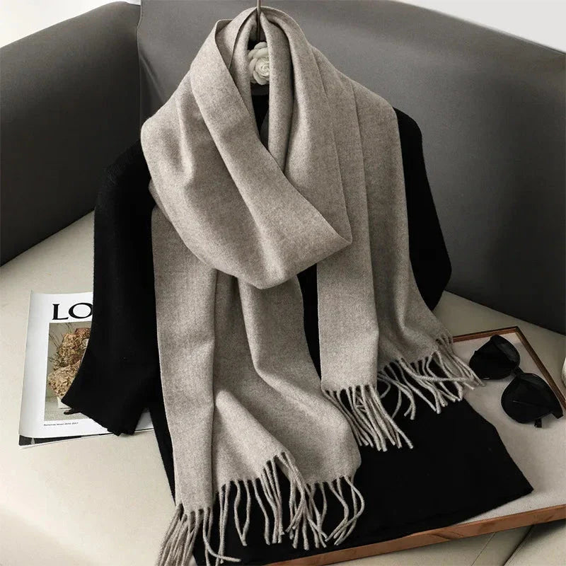 62-Color Winter Cashmere Scarf – Warm Tassel Pashmina Wrap for Women