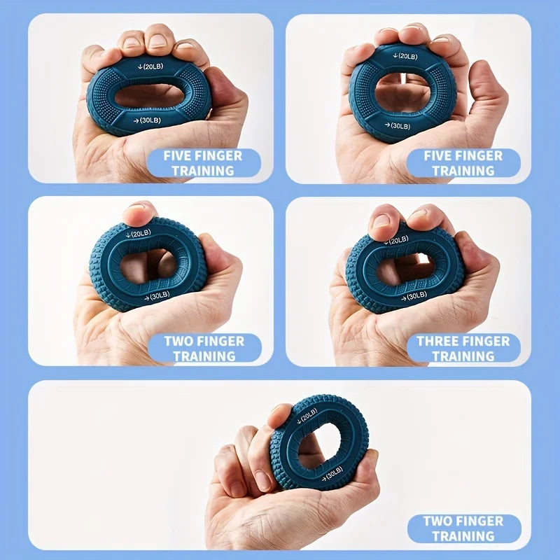 Hand Grip Ring with Silicone Carpal Expander, Strength Training Finger Ring, Increase Muscle Power and Body Building, 20-80LB