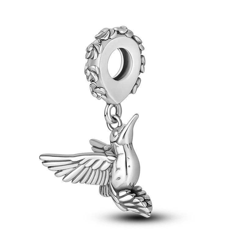 925 Sterling Silver Pink Butterfly & Luminous Firefly Charm – Dangle Bead for Bracelet or Necklace | Elegant DIY Jewelry Gift for Women