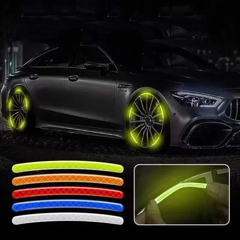 Car Wheel Hub Reflective Stripes - Safety Tire Warning Stickers for Night Driving