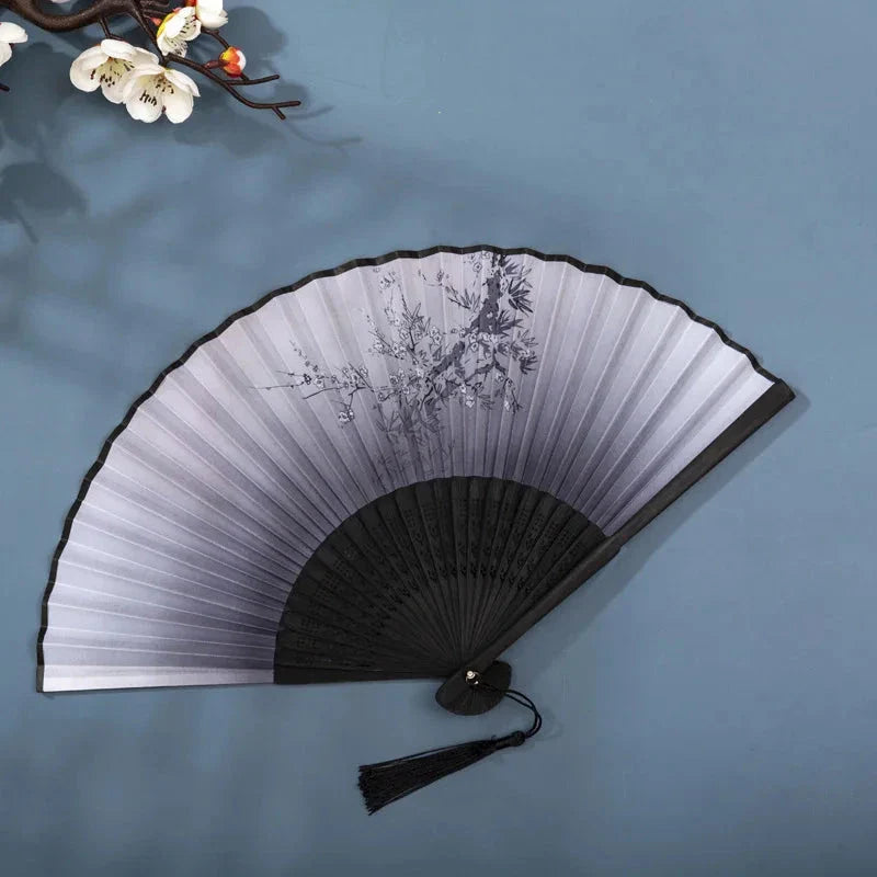 Hand Fan Foldable Silk Fan Noodles Bamboo Fan Bones Halloween Cosplay Prop Christmas Wedding Decoration Party Gifts Art Crafts