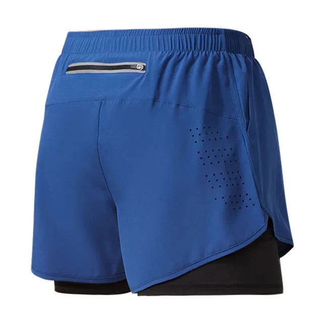 Men’s 2-in-1 Running Shorts – Quick-Dry Double Layer Gym Shorts for Training, Workout & Bodybuilding (Black)