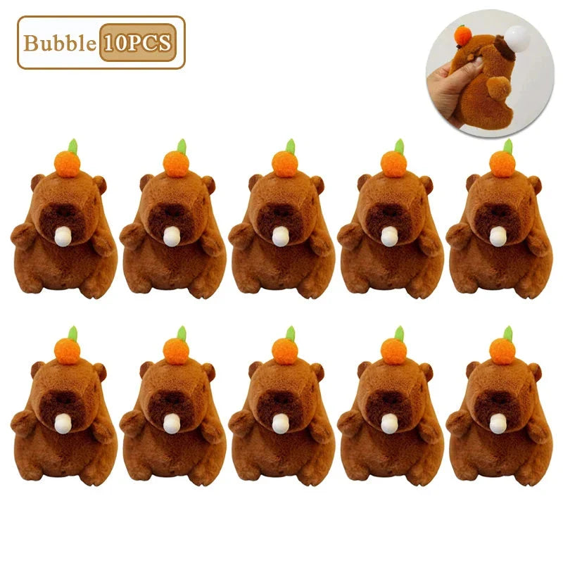 Plush Capybara Keychain – Cute Persimmon Wagging Tail Pendant Toy