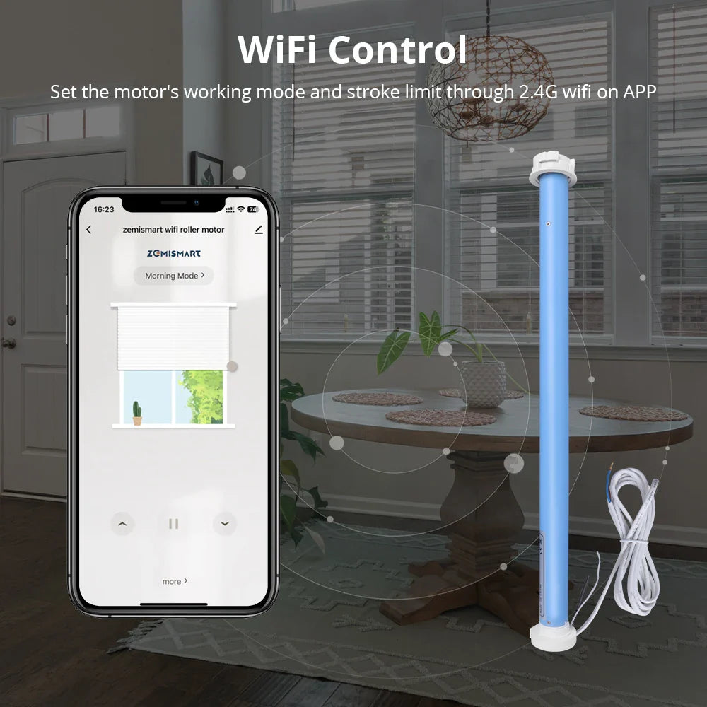 Zemismart WiFi Smart Electric Tubular Motor for 37mm Tube Works with Tuya Alexa Google Home Control Motorized Shutter Engine