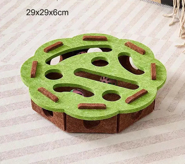 Interactive Cat Puzzle Toy – Felt Maze Box with Bell Balls