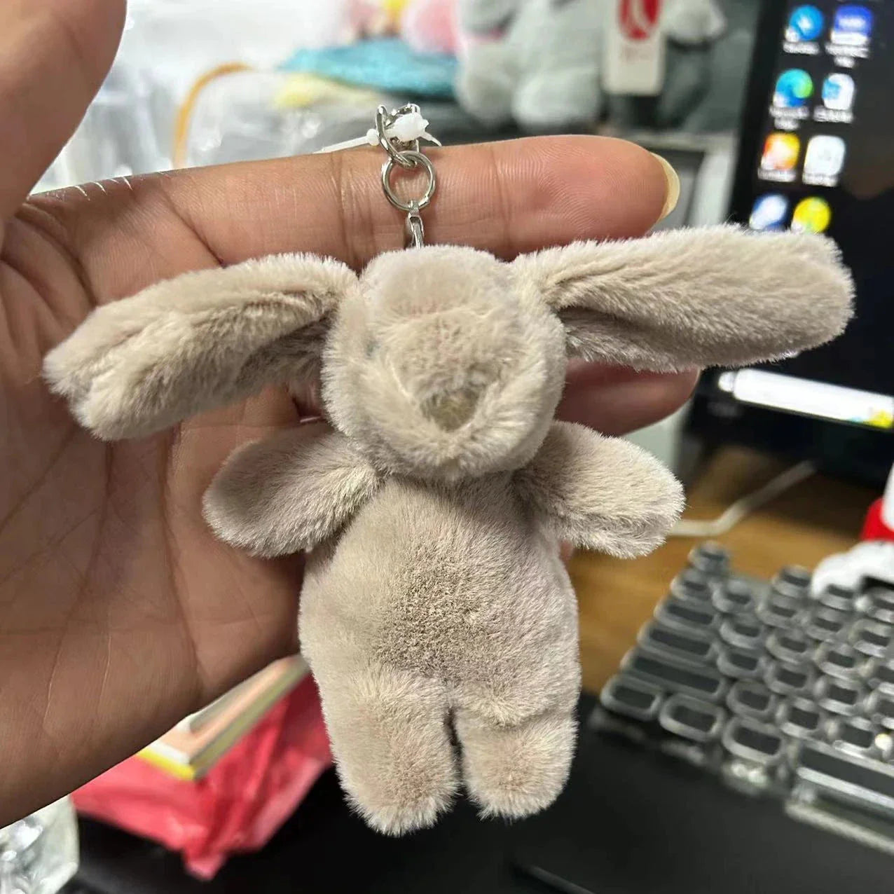 Cute Cartoon Rabbit Plush Keychain – Pompom Bag & Phone Pendant