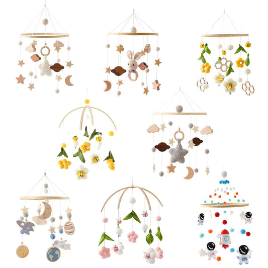 Wooden Baby Crib Mobile with Music Box Bell