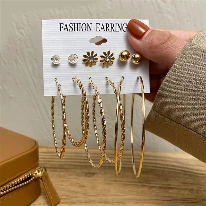 Gold Butterfly & Heart Dangle Earrings Set – Acrylic Drop Jewelry for Women