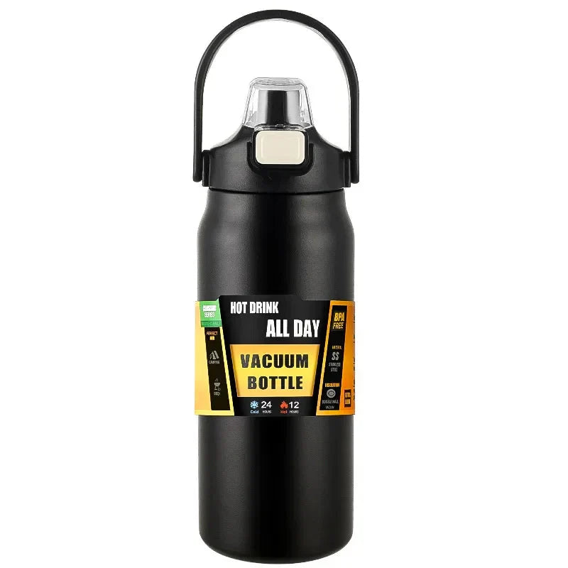 Stainless Steel Insulated Water Bottle with Straw (40oz) | Keeps Drinks Cold for 24 Hrs & Hot for 8 Hrs | Leakproof Vacuum Flask for Sports & Travel