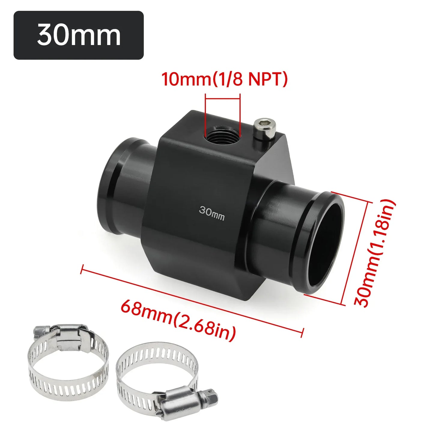 2026 Car Water Temp Gauge Radiator Temperature Water Temp Joint Pipe Sensor 40mm 38mm 36mm 34mm 32mm 30mm 28mm Hose Adapter