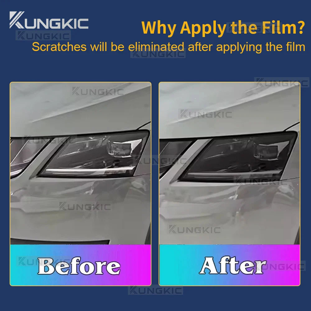 6Pcs Car Headlight Protective Film For Skoda Octavia 3 Facelift 2017 2018 2019  Smoked Black Tint Wrap TPU Sticker
