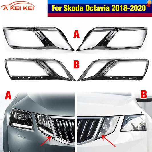 For Skoda Octavia 2018 2019 2020 Auto Headlight Lens Cover Shell Headlamp Lampshade  Lamp cover Transparent Headlight Cover