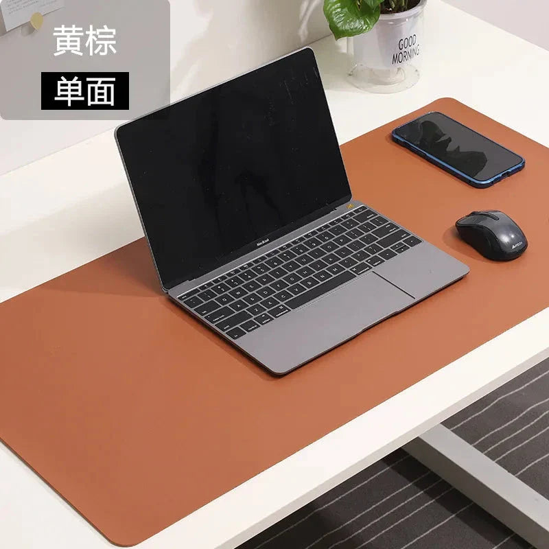 Large White PU Leather Mouse Pad – Waterproof Non-Slip Gaming Desk Mat for Keyboard & Computer Setup