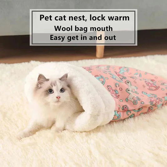 Autumn Winter Cat Kennel – Closed Cozy Sleeping Bag for Cats