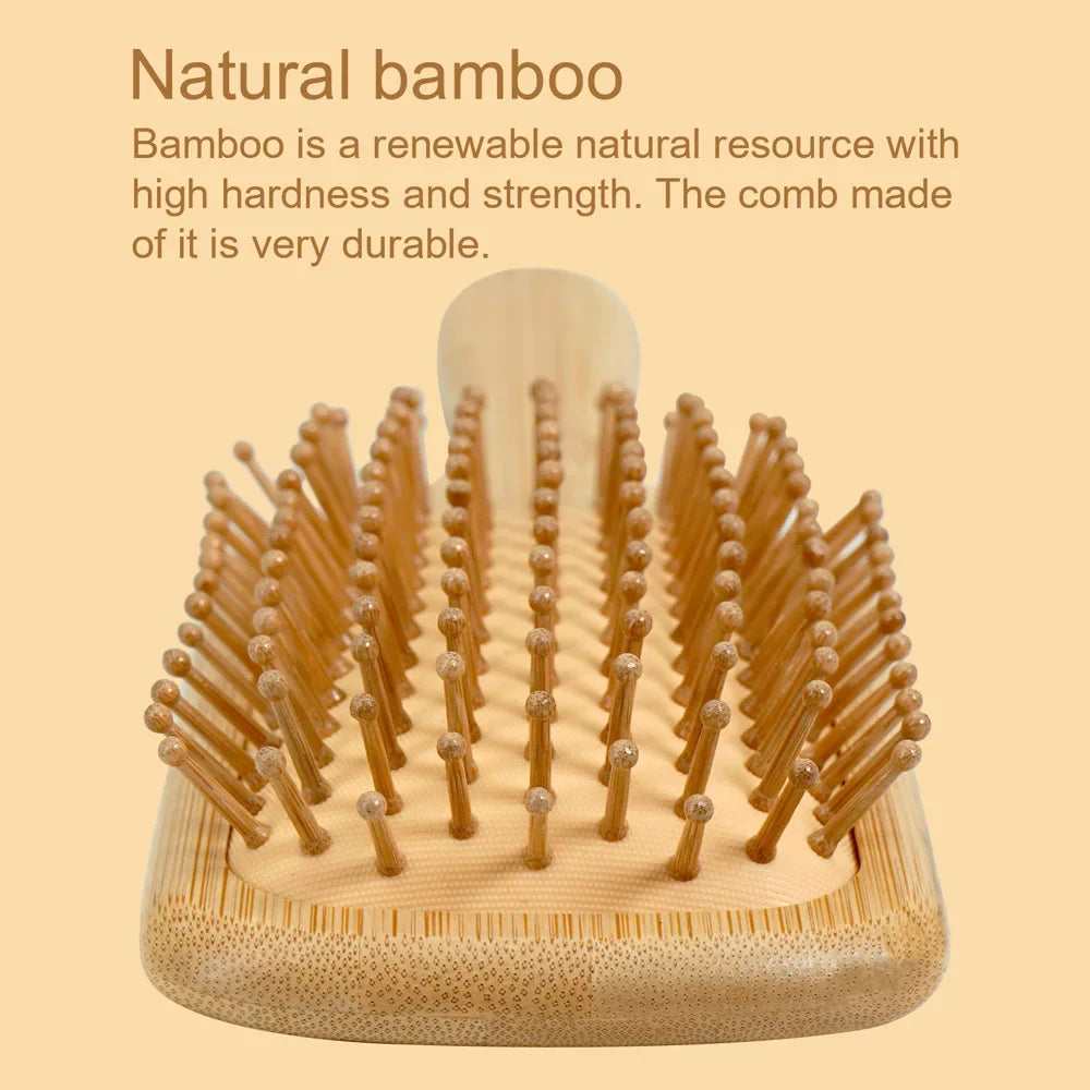 Natural Bamboo Air Cushion Hair Brush with Gift Box - Wooden Massage Comb for Smoothing Detangling Anti-Static Hair Care