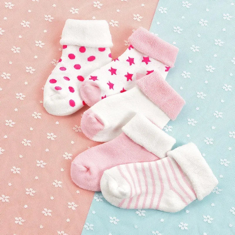 5 Pairs Baby Socks Warm Cartoon Floor Socks for Newborn Toddlers