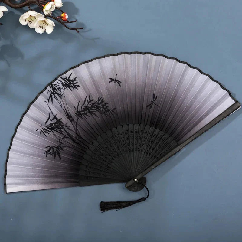 Hand Fan Foldable Silk Fan Noodles Bamboo Fan Bones Halloween Cosplay Prop Christmas Wedding Decoration Party Gifts Art Crafts