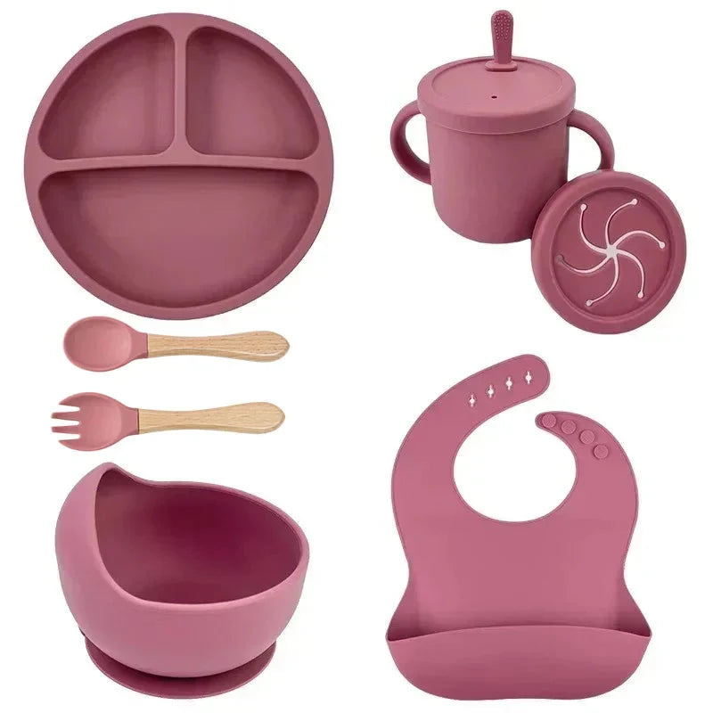 Food Grade Silicone Baby Feeding Dish Set Suction Plate Cup