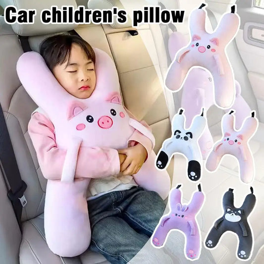 Car Neck Pillow with Seat Belt Safety Sleep Kids Aid Prevent Leaning Headrest Back Seat Sleeping Comfort Long Distance Travel