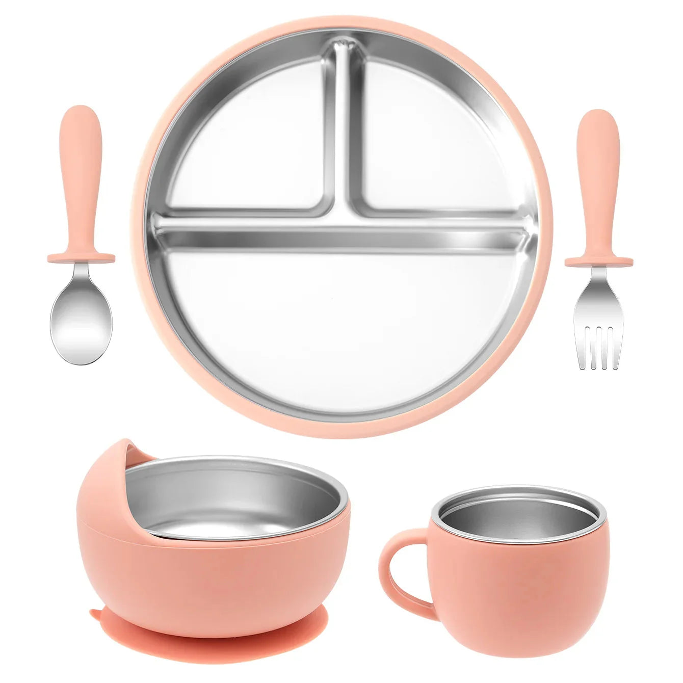 Stainless Steel Baby Feeding Set with Silicone Sucker