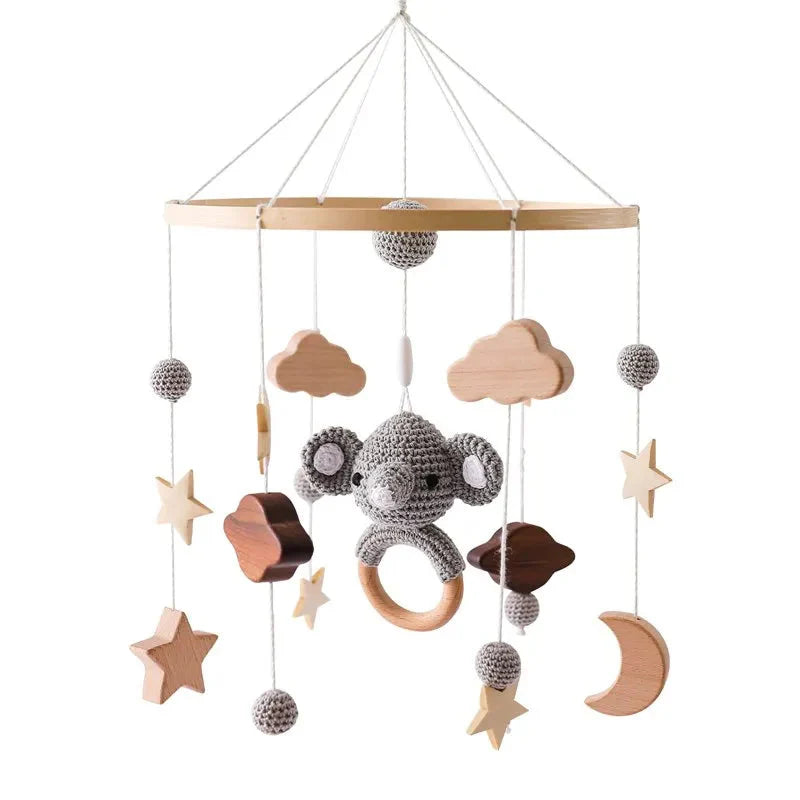Wooden Baby Crib Mobile with Music Box Bell