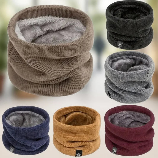 Warm Knitted Neck Gaiter for Men & Women – Thick Plush Winter Scarf, Windproof Tube Neck Warmer for Skiing, Running & Outdoor Sports