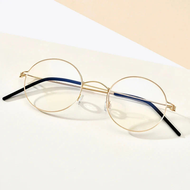 FONEX Screwless Round Eyeglasses – Titanium Alloy Frame for Men & Women