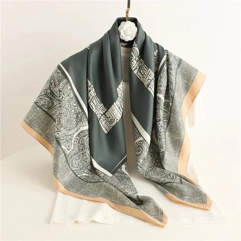 90x90cm Square Silk-Feel Scarf – Luxury Women’s Shawl & Head Wrap