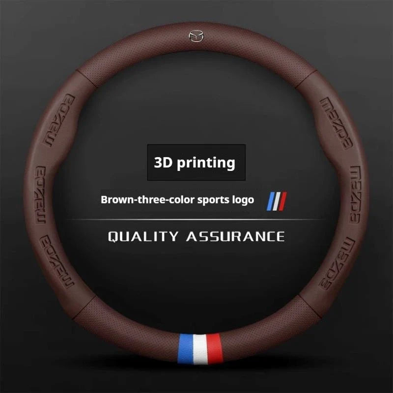 3D Embossing Leathe Car Steering Wheel Cover For Mazda 3 5 6 SKYACTIV Axela Atenza CX30 CX5 CX8 CX9 MX5 RX8 RX7 BT50 Accessories