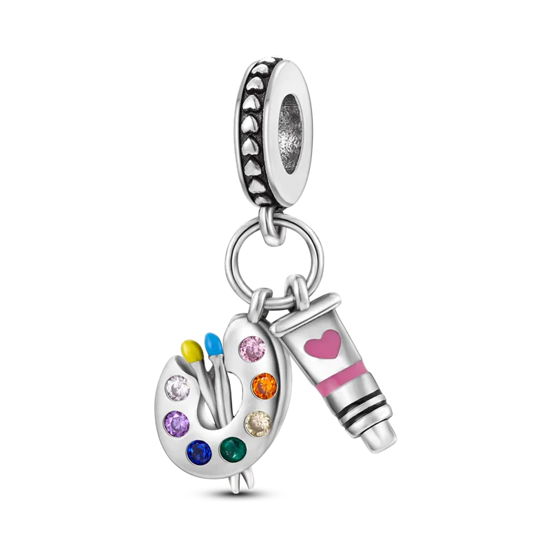 925 Sterling Silver Pink Butterfly & Luminous Firefly Charm – Dangle Bead for Bracelet or Necklace | Elegant DIY Jewelry Gift for Women