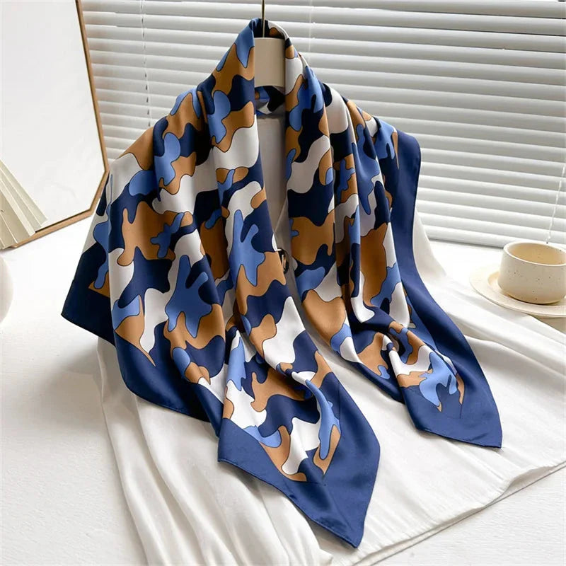 90x90cm Square Silk-Feel Scarf – Luxury Women’s Shawl & Head Wrap
