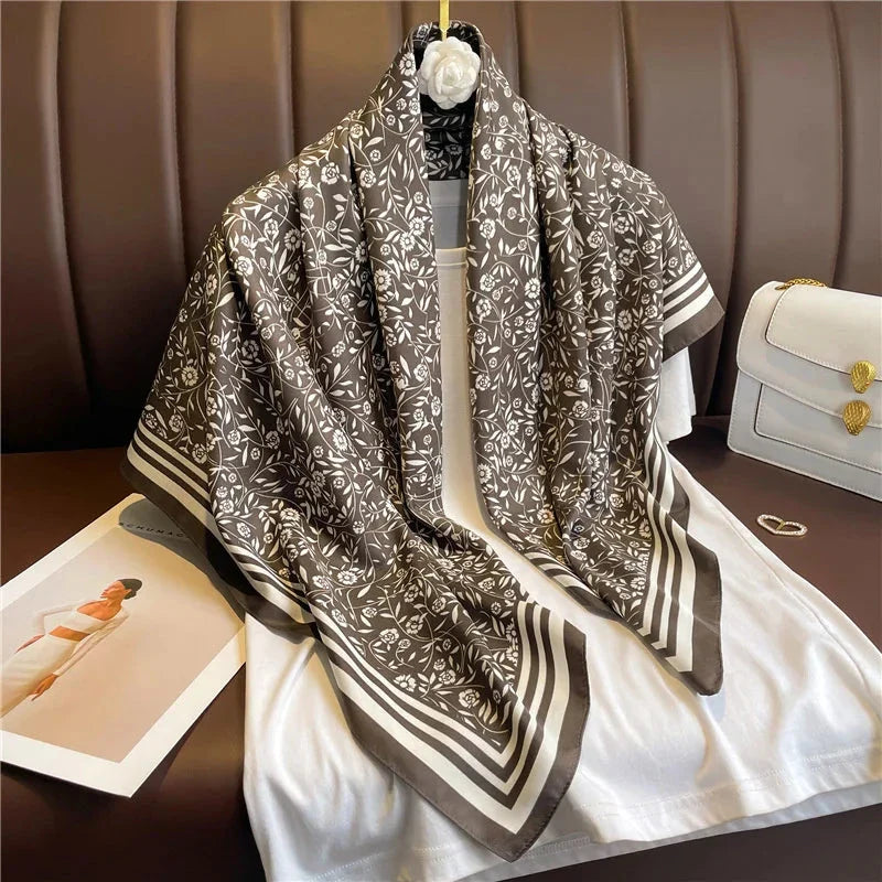 90x90cm Square Silk-Feel Scarf – Luxury Women’s Shawl & Head Wrap