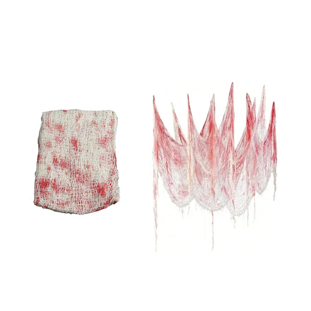 Halloween Bloody Gauze Decorations,Horror Bloody Cloth Bandage,Door Curtainsss,Halloween Haunted House Party Props