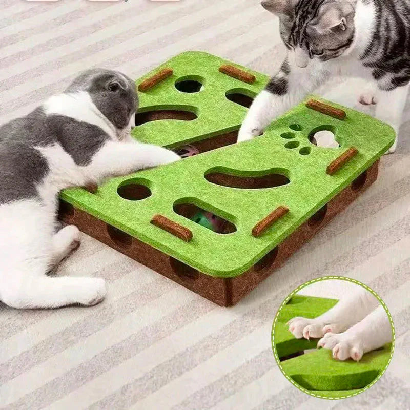 Interactive Cat Puzzle Toy – Felt Maze Box with Bell Balls