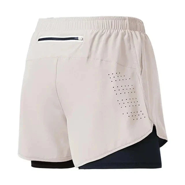 Men’s 2-in-1 Running Shorts – Quick-Dry Double Layer Gym Shorts for Training, Workout & Bodybuilding (Black)