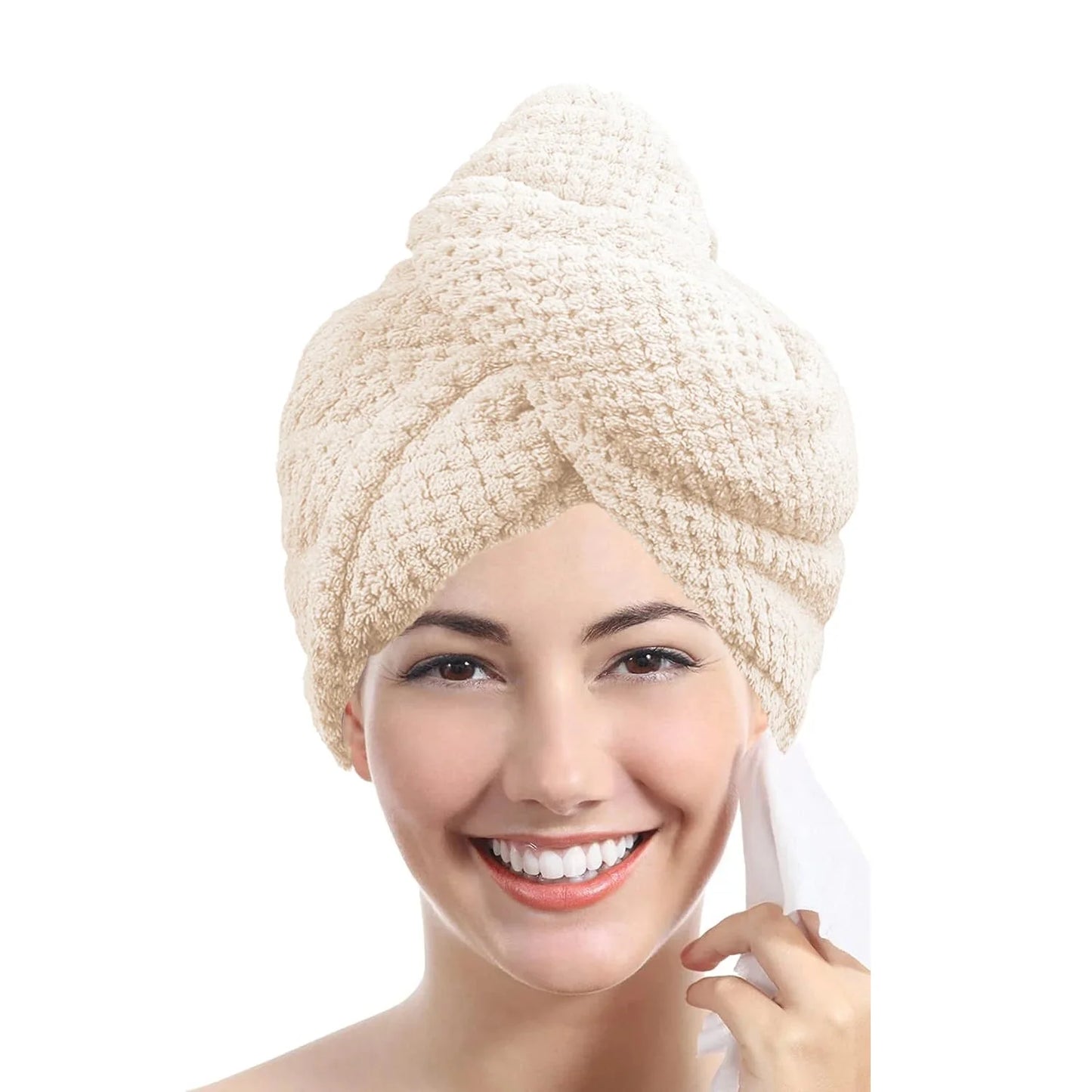 Absorbent Hair Towel Wrap – Quick-Dry Textured Cap for Women